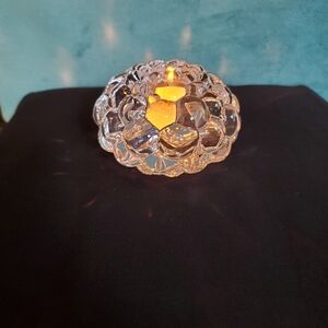 Orrefors Vintage Crystal Hallon Rasberry Votive